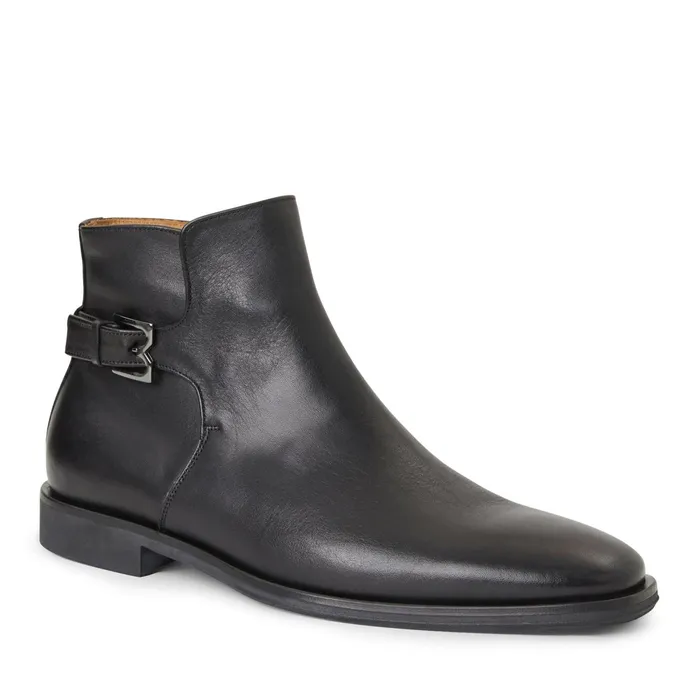 Men Bruno Magli Boots Rubino Leather Side Zip Boot Black