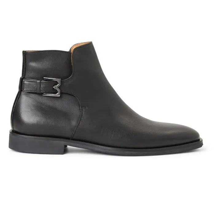Men Bruno Magli Boots Rubino Leather Side Zip Boot Black