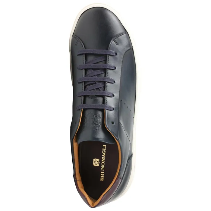 Men Bruno Magli Casual Shoes Dante LacetoToe Leather Sneaker 8211 Navy