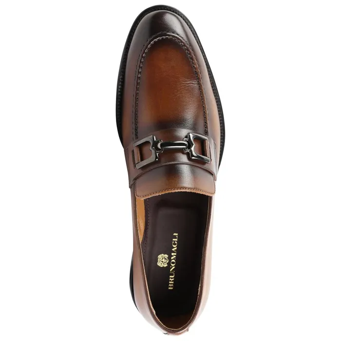 Men Bruno Magli Dress Shoes Alpha Classic Bit Leather Loafer 8211 Cognac
