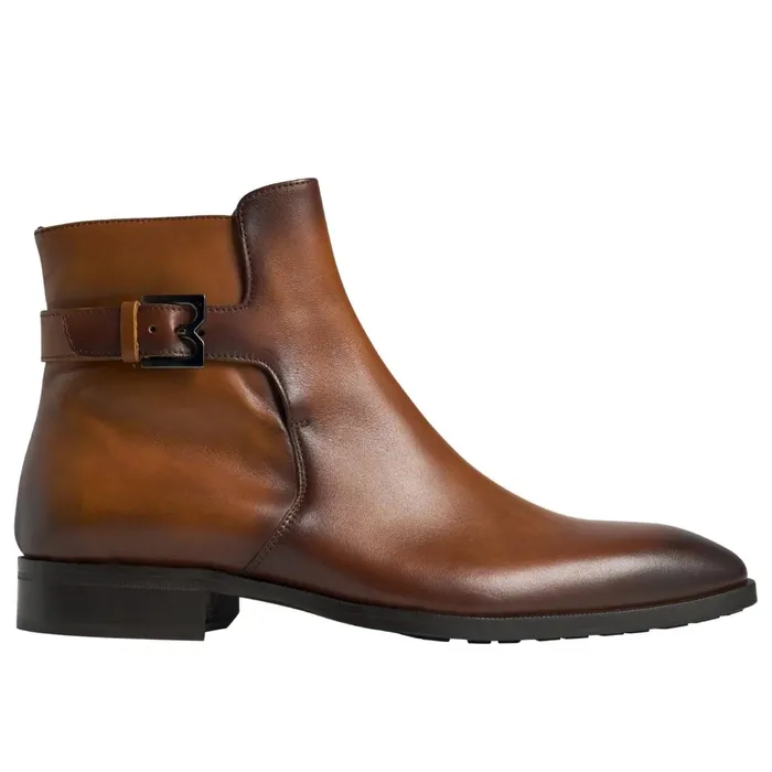 Men Bruno Magli Dress Shoes Angiolini Leather Dress Boot 8211 Cognac