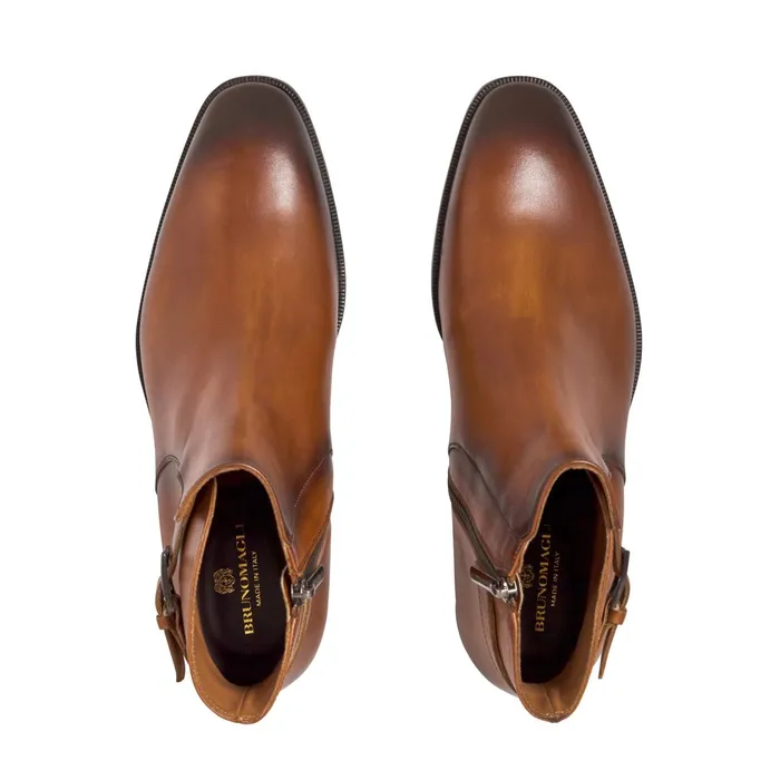 Men Bruno Magli Dress Shoes Angiolini Leather Dress Boot 8211 Cognac
