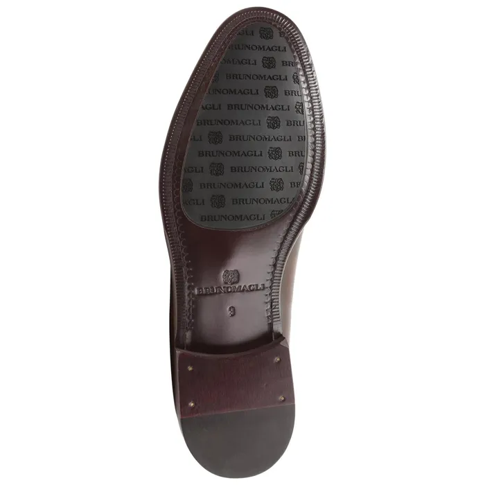 Men Bruno Magli Dress Shoes Arezzo Burnished Penny Loafer 8211 CognacDark Brown