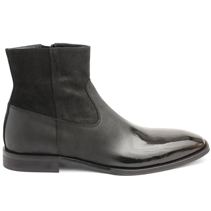 Men Bruno Magli Dress Shoes Armando Patent Ombre Suede Zip Boot 8211 Black
