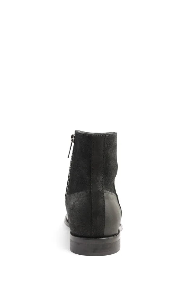 Men Bruno Magli Dress Shoes Armando Patent Ombre Suede Zip Boot 8211 Black