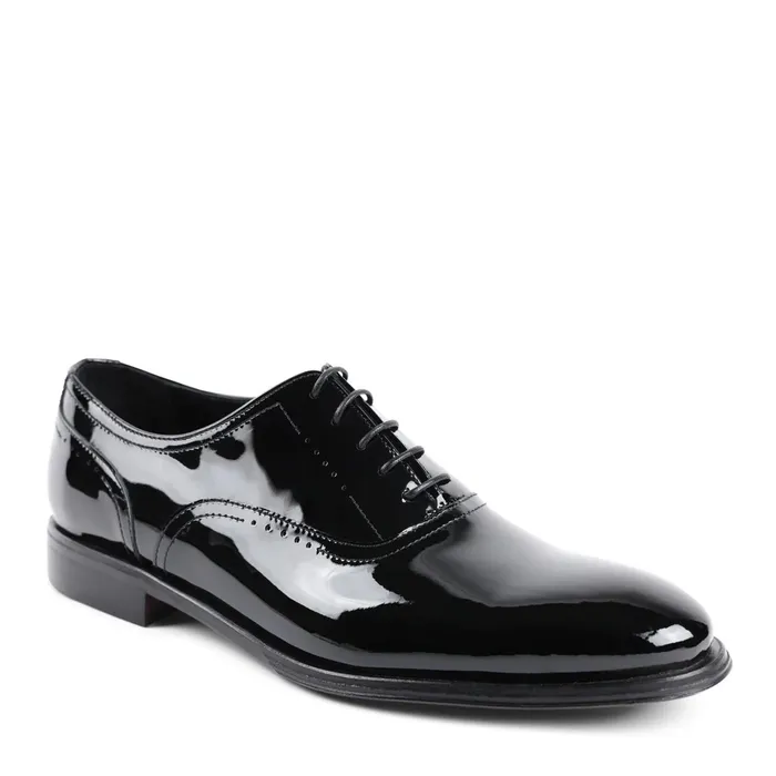 Men Bruno Magli Dress Shoes Arno Sera PlainToe Balmoral Oxford 8211 Black Patent