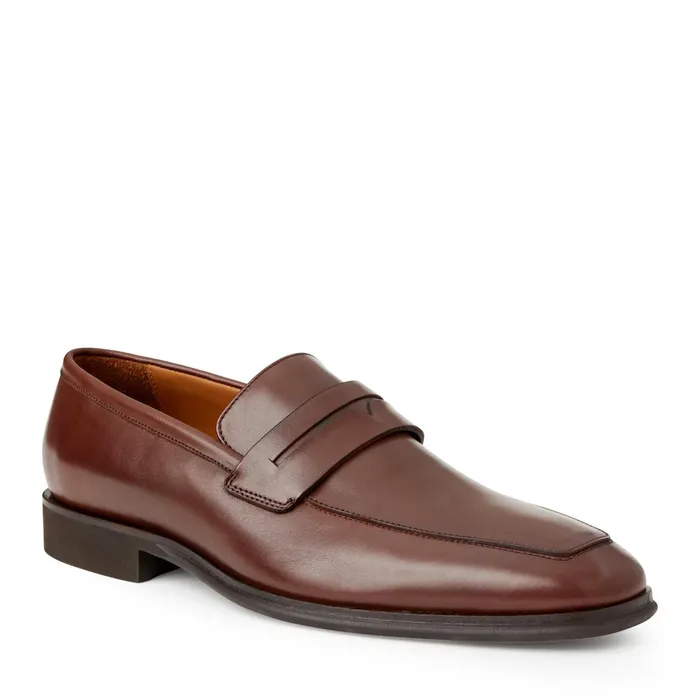 Men Bruno Magli Dress Shoes Raging Leather Penny Loafer Cognac