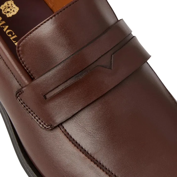 Men Bruno Magli Dress Shoes Raging Leather Penny Loafer Cognac