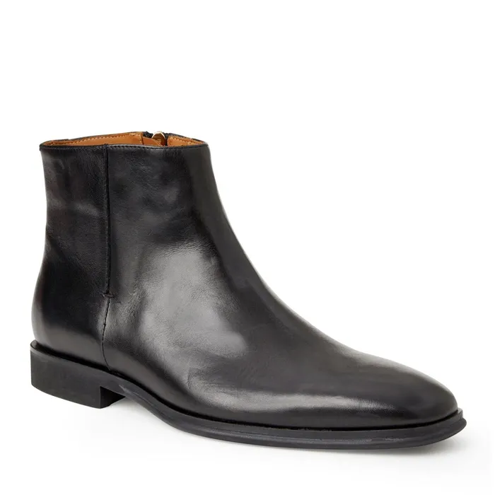 Men Bruno Magli Dress Shoes Raging Leather Side Zip BootBlack