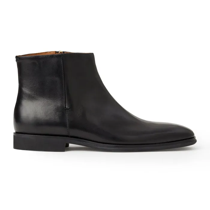 Men Bruno Magli Dress Shoes Raging Leather Side Zip BootBlack