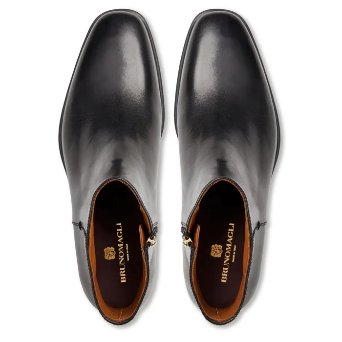 Men Bruno Magli Dress Shoes Raging Leather Side Zip BootBlack