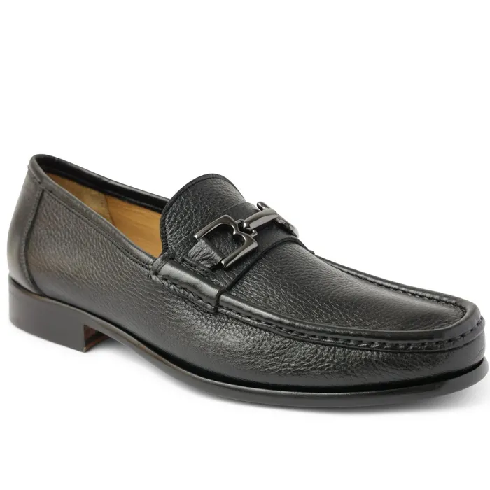 Men Bruno Magli Dress Shoes Trieste Classic Leather Moccasin 8211 Black Cervo