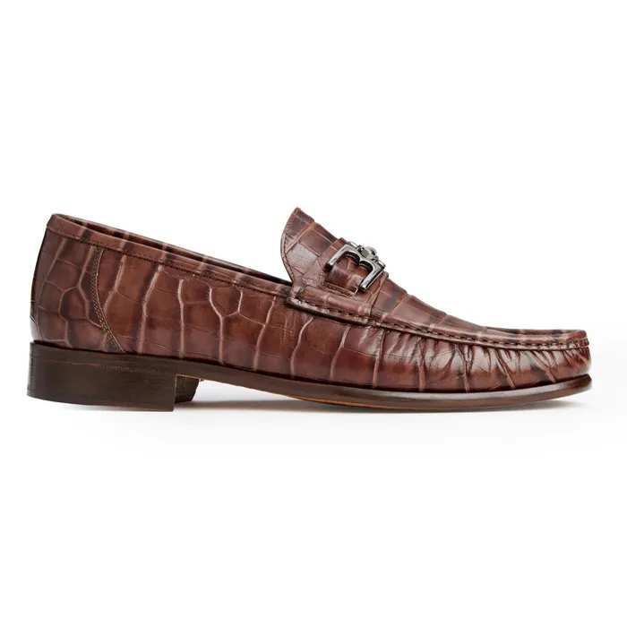 Men Bruno Magli Dress Shoes Trieste Classic Moccasin Brown Croc