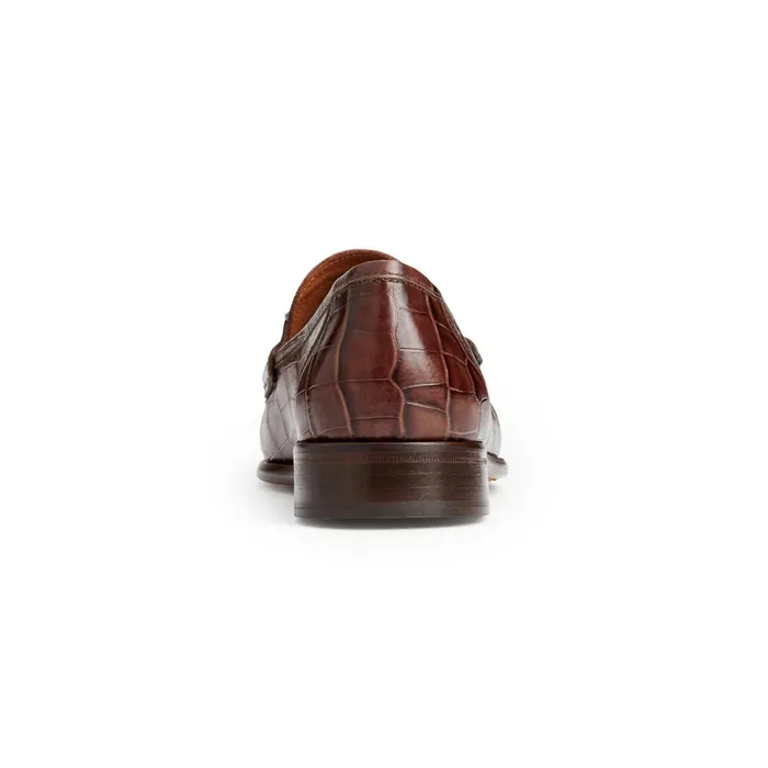 Men Bruno Magli Dress Shoes Trieste Classic Moccasin Brown Croc