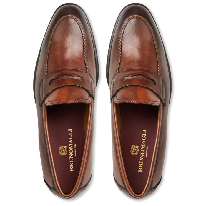 Men Bruno Magli Loafers and Slipons Arden Braided Leather LoaferCognac