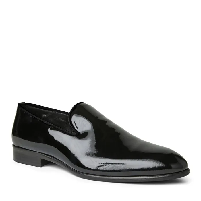 Men Bruno Magli Loafers and Slipons Danilo ALine Patent Leather Smoking SlipperBlack