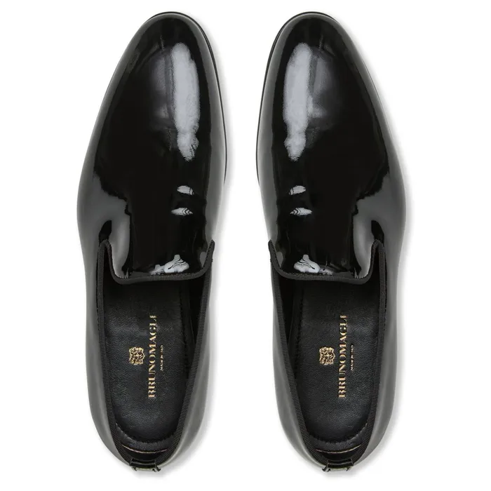 Men Bruno Magli Loafers and Slipons Danilo ALine Patent Leather Smoking SlipperBlack