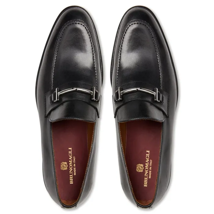 Men Bruno Magli Loafers and Slipons Sante Double Gore Classic Bit Leather LoaferBlack
