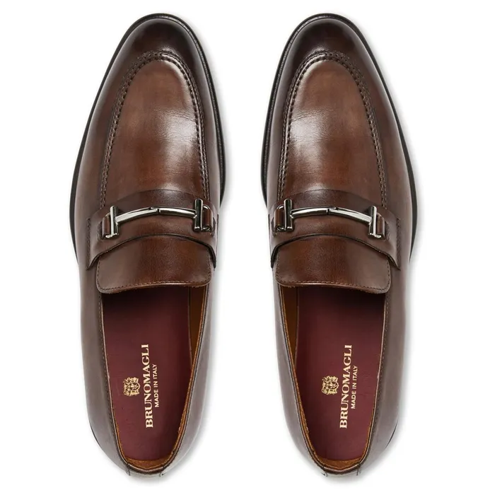 Men Bruno Magli Loafers and Slipons Sante Double Gore Classic Bit Leather Loaferbrown
