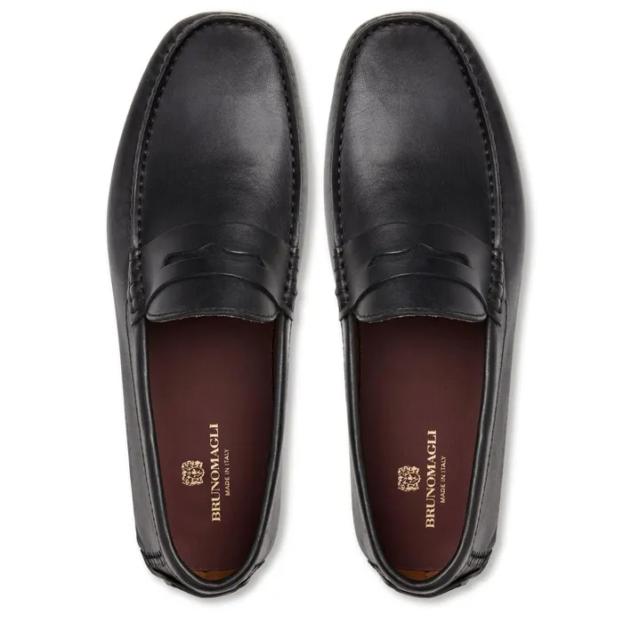 Men Bruno Magli Loafers and Slipons Xane Casual Leather Driving MoccassinBlack