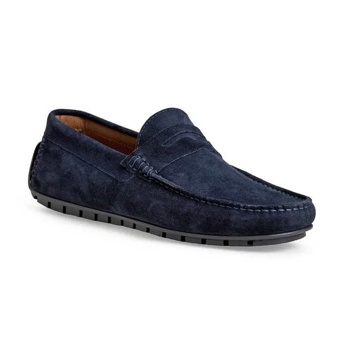 Men Bruno Magli Loafers and Slipons XANE CASUAL SUEDE SLIPON DRIVING MOCCASINNAVY