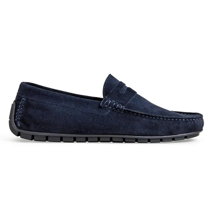 Men Bruno Magli Loafers and Slipons XANE CASUAL SUEDE SLIPON DRIVING MOCCASINNAVY