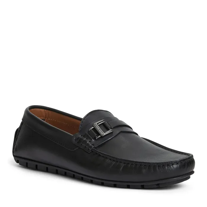 Men Bruno Magli Loafers and Slipons Xanto Casula Moccasin Black Leather