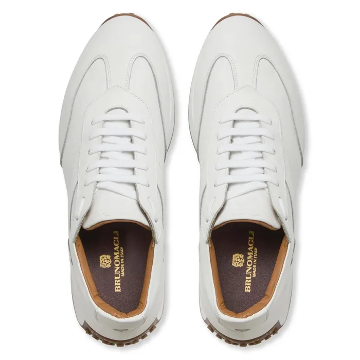 Men Bruno Magli Sneakers Duccio Mid Leather Jogger SneakerWhite