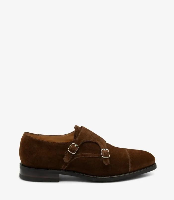 Men Cannon Brown Suede Loake Monk Shoes