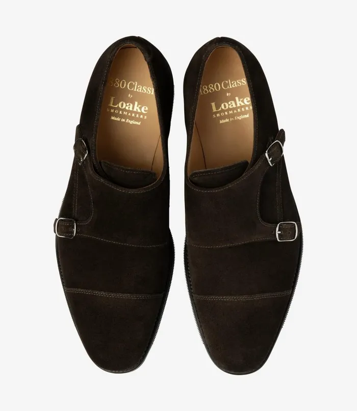 Men Cannon Dark Brown Suede Loake Monk Shoes Men Cannon Dark Brown Suede Loake Monk Shoes