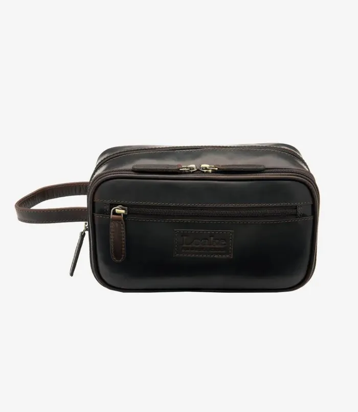 Men Dartmouth Wash Bag Dark Brown Loake Overnight and Wash Bags