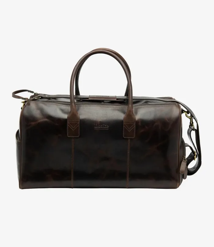 Men Devon Overnight Bag Dark Brown Loake Overnight and Wash Bags