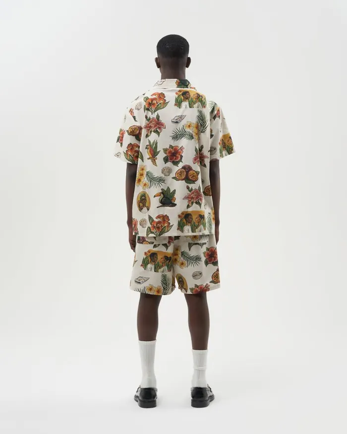 Men Filling Pieces TShirts and Shirts Resort Shirt Parrot Print White