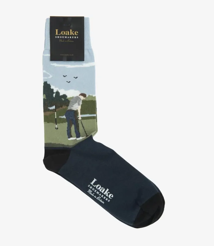 Men Golf Socks Navy Loake Socks