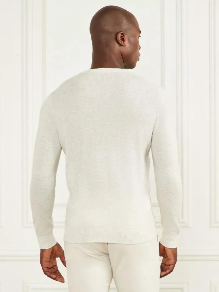 Men GUESS Hoodies and Sweaters CashmereBlend Crewneck Sweater White Heather