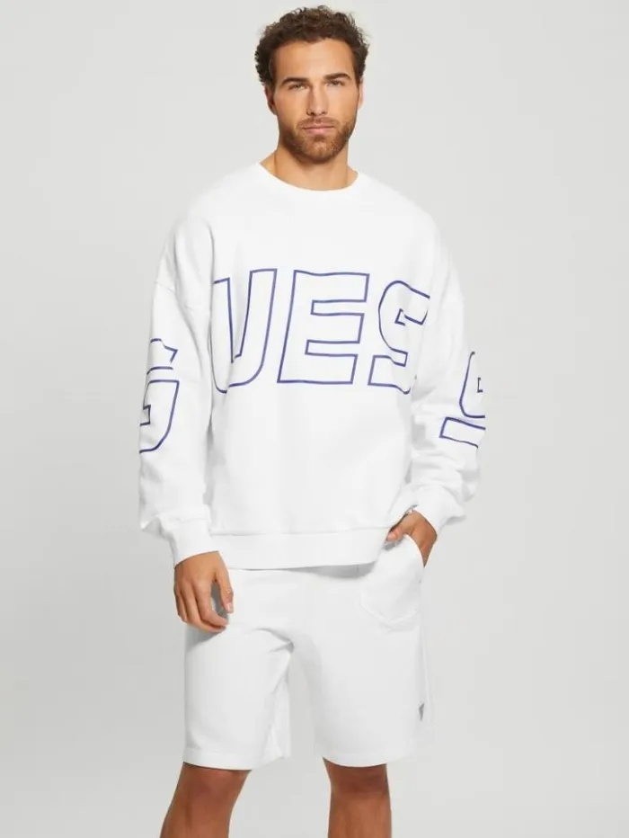 Men GUESS Hoodies and Sweaters Dargen Signature Sweatshirt Salt White