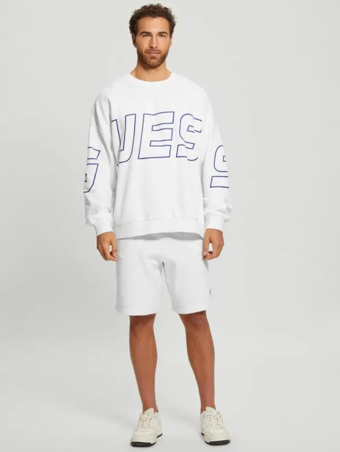 Men GUESS Hoodies and Sweaters Dargen Signature Sweatshirt Salt White