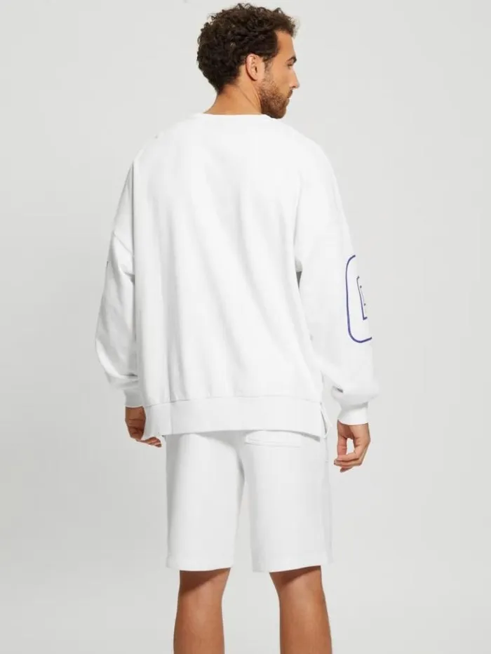 Men GUESS Hoodies and Sweaters Dargen Signature Sweatshirt Salt White