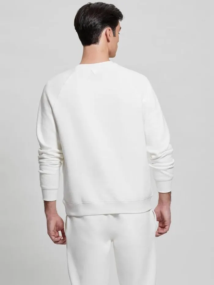 Men GUESS Hoodies and Sweaters Eco Aldwin Logo Sweatshirt Blancscuffy