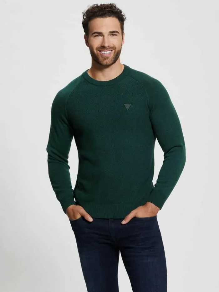 Men GUESS Hoodies and Sweaters Eco Alec WoolBlend Sweater Alpine Grove