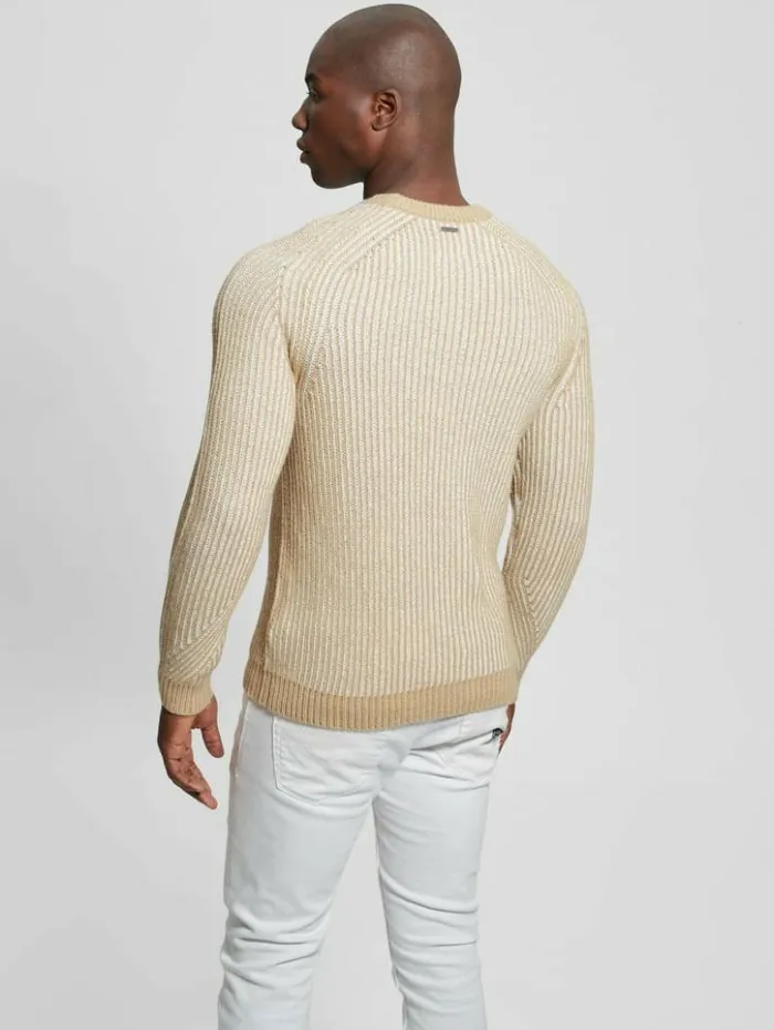 Men GUESS Hoodies and Sweaters Eco Allan WoolBlend Sweater Neutral Sand Multi Men GUESS Hoodies and Sweaters Eco Allan WoolBlend Sweater Neutral Sand Multi