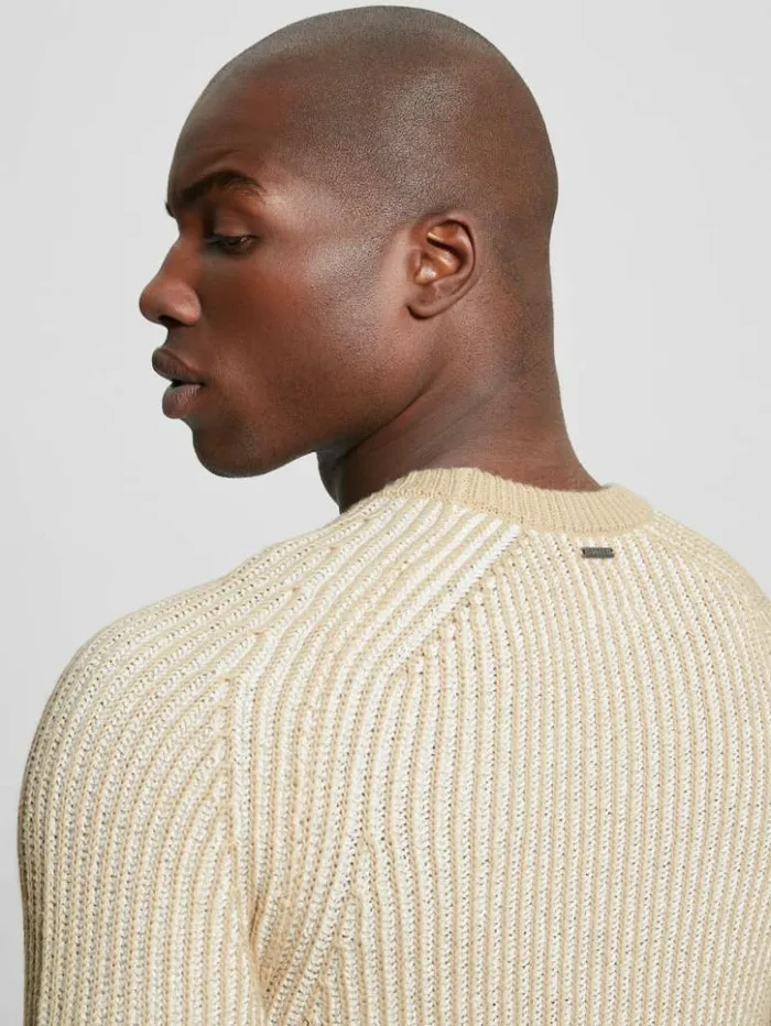 Men GUESS Hoodies and Sweaters Eco Allan WoolBlend Sweater Neutral Sand Multi Men GUESS Hoodies and Sweaters Eco Allan WoolBlend Sweater Neutral Sand Multi