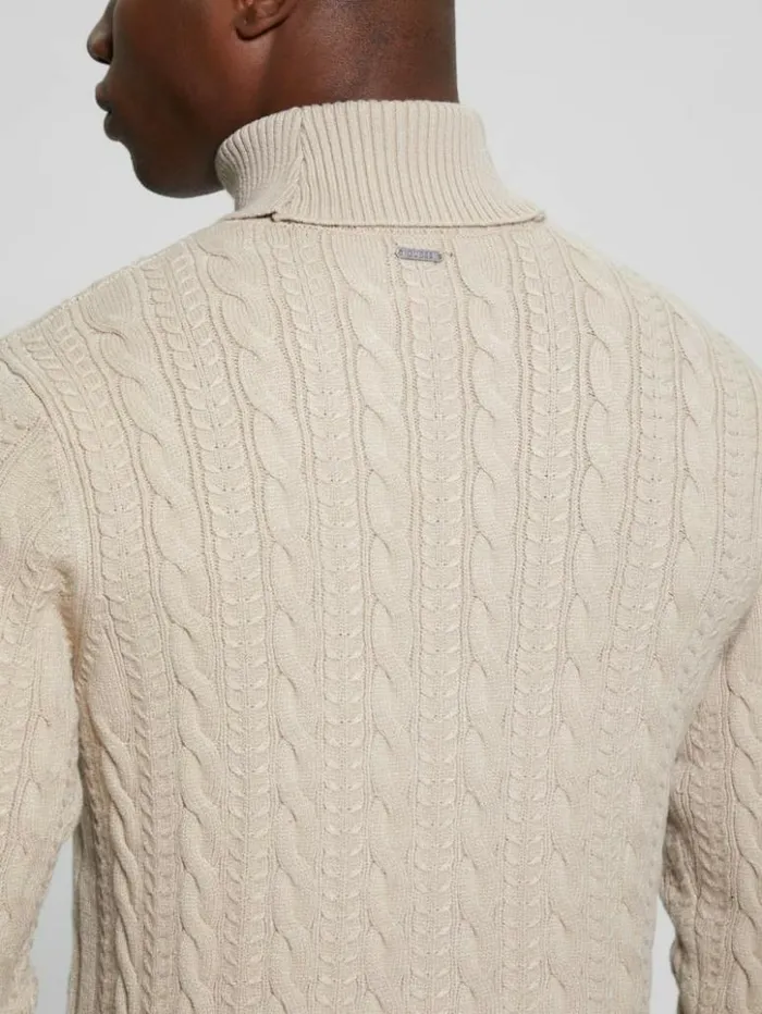 Men GUESS Hoodies and Sweaters Eco Ethan Turtleneck Sweater Neutral Sand