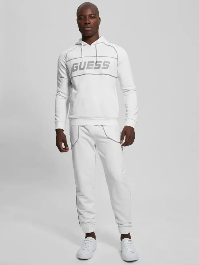 Men GUESS Hoodies and Sweaters Eco Mesh Lugh Hoodie Salt White