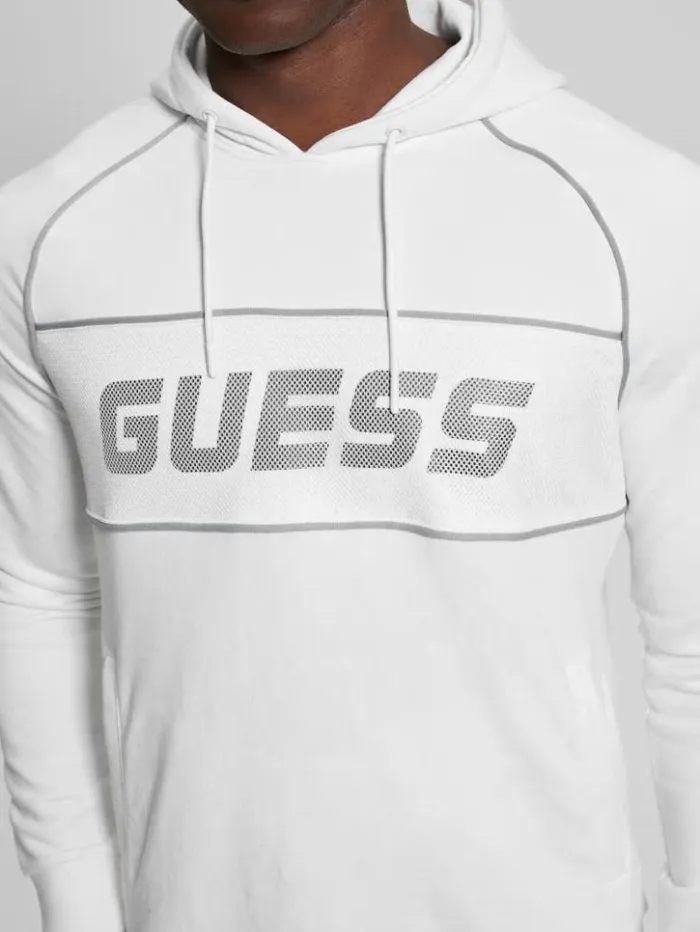 Men GUESS Hoodies and Sweaters Eco Mesh Lugh Hoodie Salt White