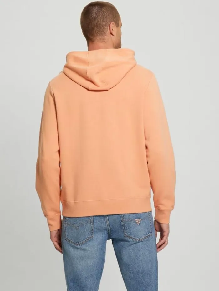 Men GUESS Hoodies and Sweaters Eco Roy Embroidered Logo Hoodie Sweet Peach