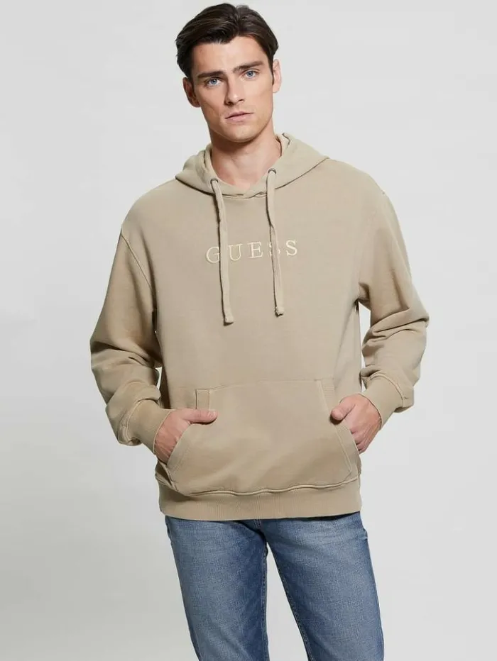Men GUESS Hoodies and Sweaters Finch French Terry Hoodie Neutral Sand Multi