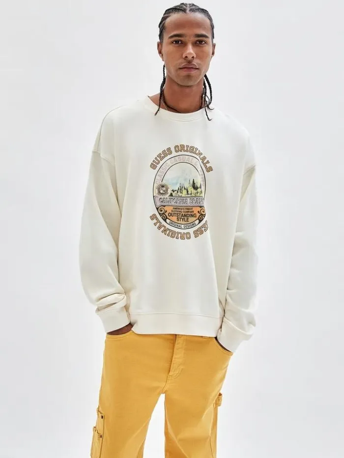 Men GUESS Hoodies and Sweaters GUESS Originals Classic Crewneck Sandy Shore