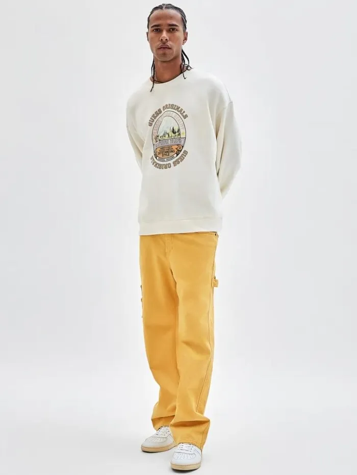 Men GUESS Hoodies and Sweaters GUESS Originals Classic Crewneck Sandy Shore