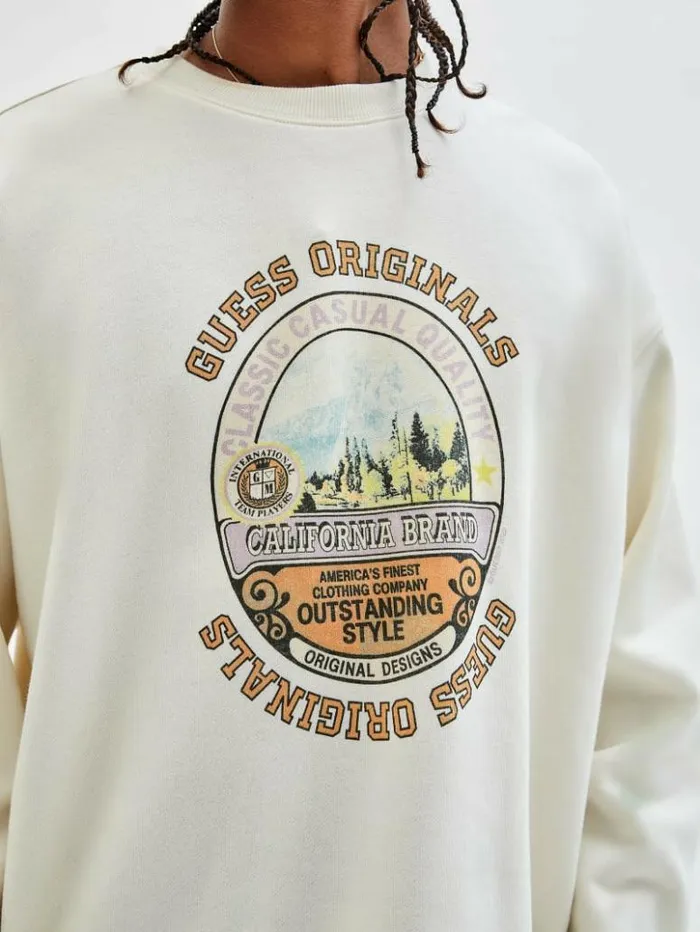 Men GUESS Hoodies and Sweaters GUESS Originals Classic Crewneck Sandy Shore